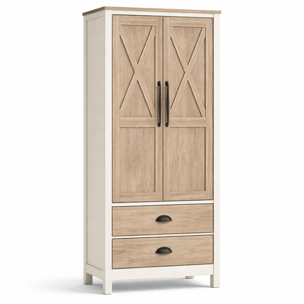 Kleiderschrank im Landhausstil mit Schubladen-Olvique